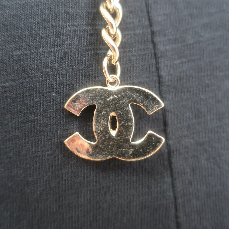 Chanel B22 Enamel Logo CC Chain Belt Gold/Black 35"