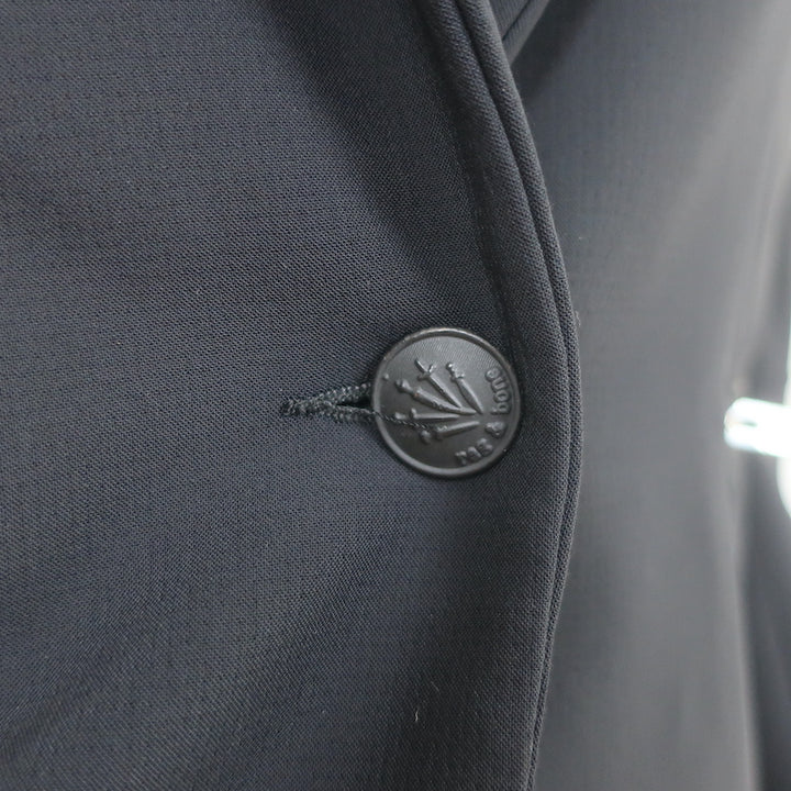 Rag &amp; Bone Zip-Pocket Blazer Black Stretch Nylon Size 2 One-Button Jacket