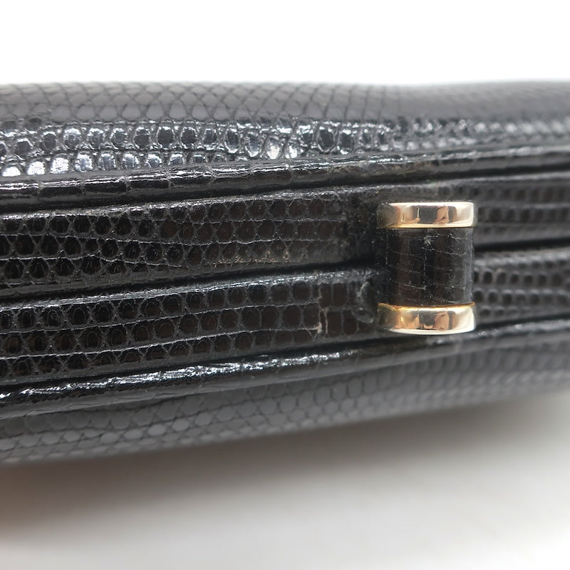 Vintage Bottega Veneta Lizard Skin Box Clutch Black