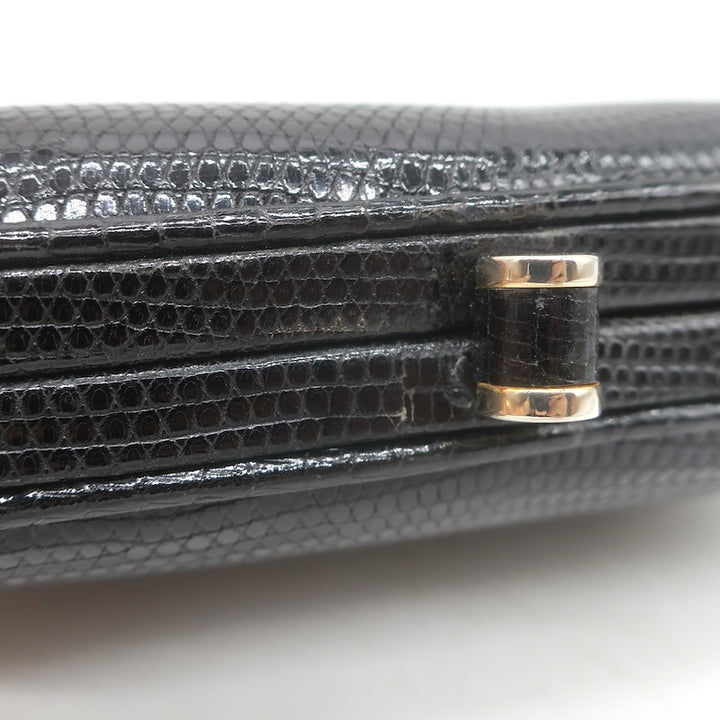 Vintage Bottega Veneta Lizard Skin Box Clutch Black