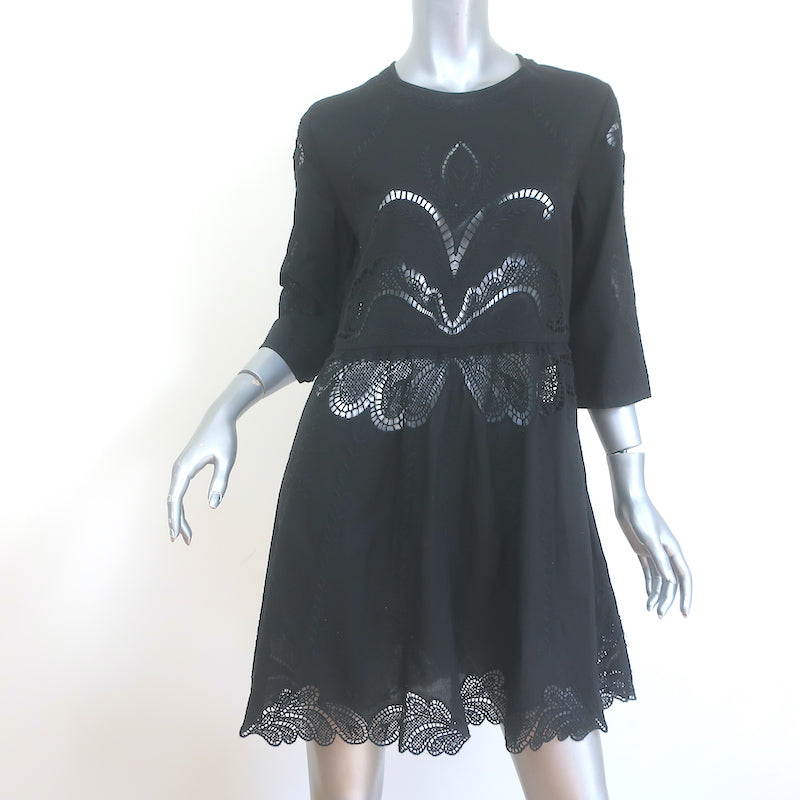 IRO Yante Broderie Anglaise Mini Dress Black Cotton Size 36 NEW Celebrity Owned IRO Yante Broderie Anglaise Mini Dress Black Cotton Size 36 NEW Celebrity Owned