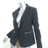 Rag & Bone Zip-Pocket Blazer Black Stretch Nylon Size 2 One-Button Jacket