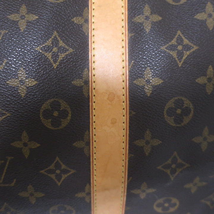 Louis Vuitton Monogram Keepall 60 Duffle Bag Brown Leather-Trim Canvas