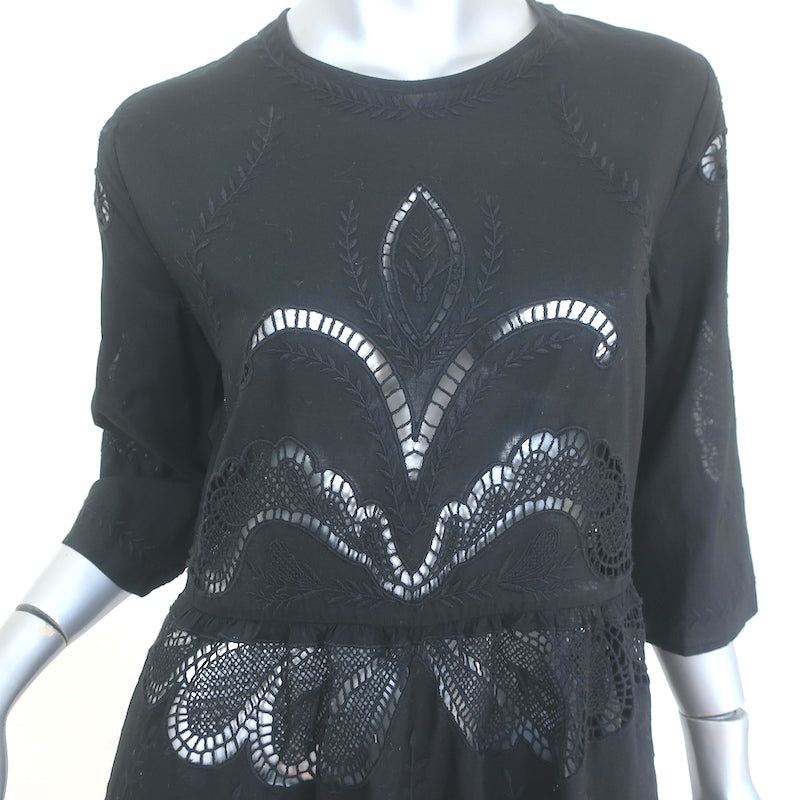 IRO Yante Broderie Anglaise Mini Dress Black Cotton Size 36 NEW Celebrity Owned IRO Yante Broderie Anglaise Mini Dress Black Cotton Size 36 NEW Celebrity Owned