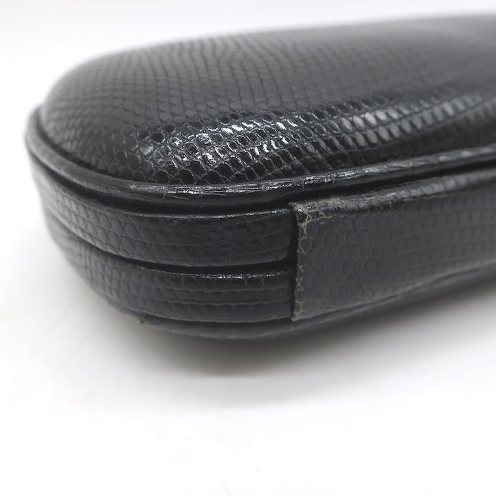 Vintage Bottega Veneta Lizard Skin Box Clutch Black