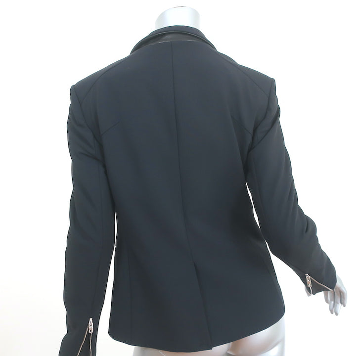 Rag &amp; Bone Zip-Pocket Blazer Black Stretch Nylon Size 2 One-Button Jacket