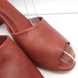 Cortana Juno Mules Brandy Red Leather Size 41.5 Open Toe Sandals
