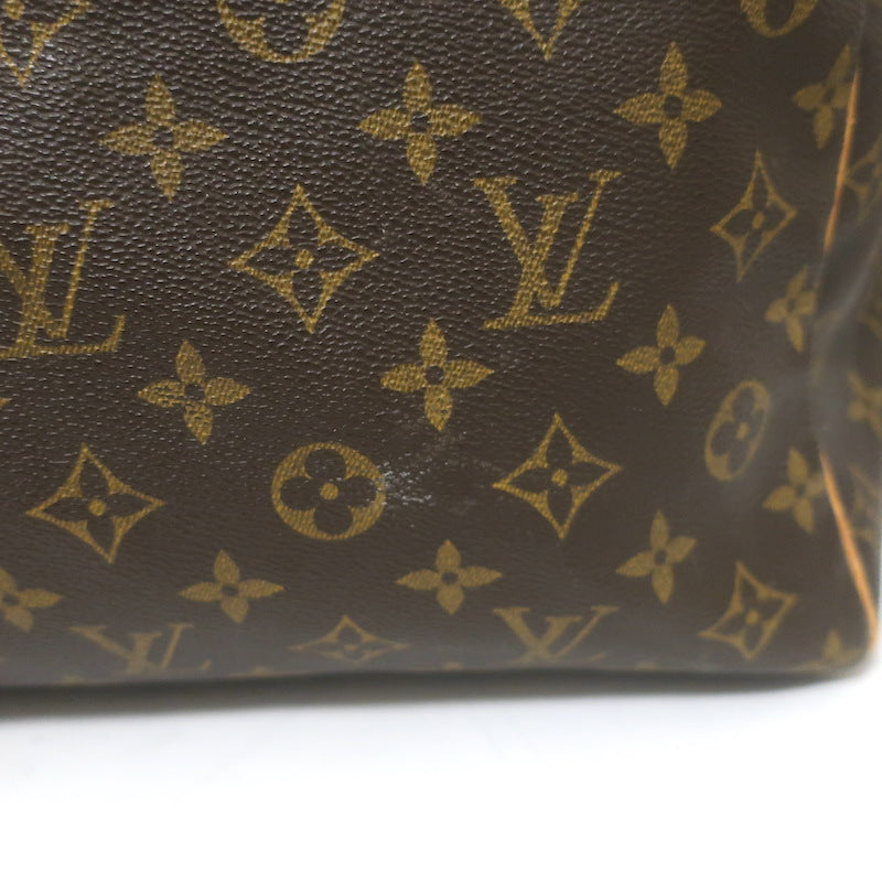 Louis Vuitton Monogram Keepall 60 Duffle Bag Brown Leather-Trim Canvas