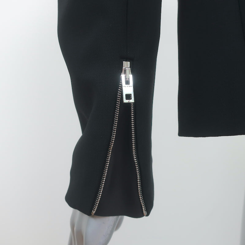 Rag &amp; Bone Zip-Pocket Blazer Black Stretch Nylon Size 2 One-Button Jacket