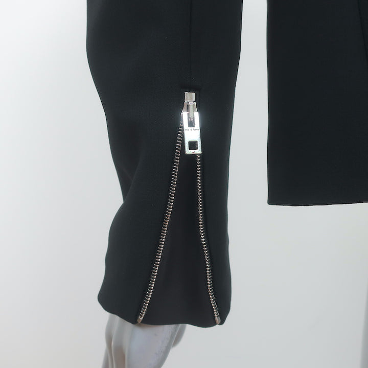Rag &amp; Bone Zip-Pocket Blazer Black Stretch Nylon Size 2 One-Button Jacket