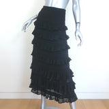 Zimmermann Hypnotic Lace Frill maxi skirt, black knit with lace frill, pre-owned, gently worn authentic luxury piece