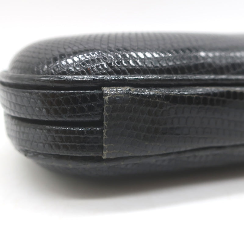 Vintage Bottega Veneta Lizard Skin Box Clutch Black