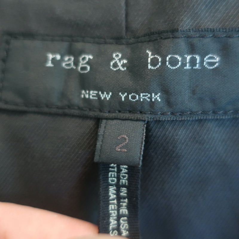 Rag &amp; Bone Zip-Pocket Blazer Black Stretch Nylon Size 2 One-Button Jacket