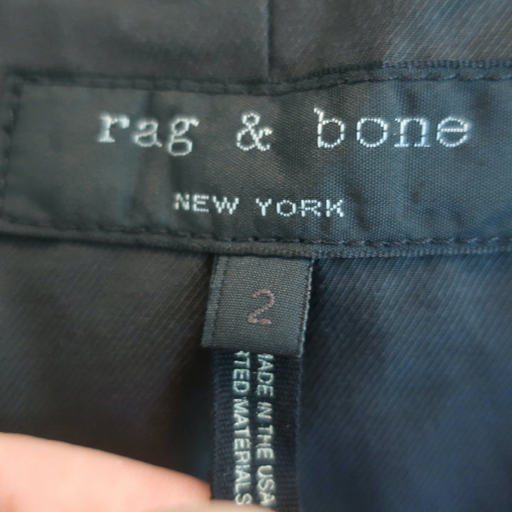 Rag &amp; Bone Zip-Pocket Blazer Black Stretch Nylon Size 2 One-Button Jacket