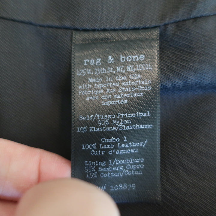 Rag &amp; Bone Zip-Pocket Blazer Black Stretch Nylon Size 2 One-Button Jacket