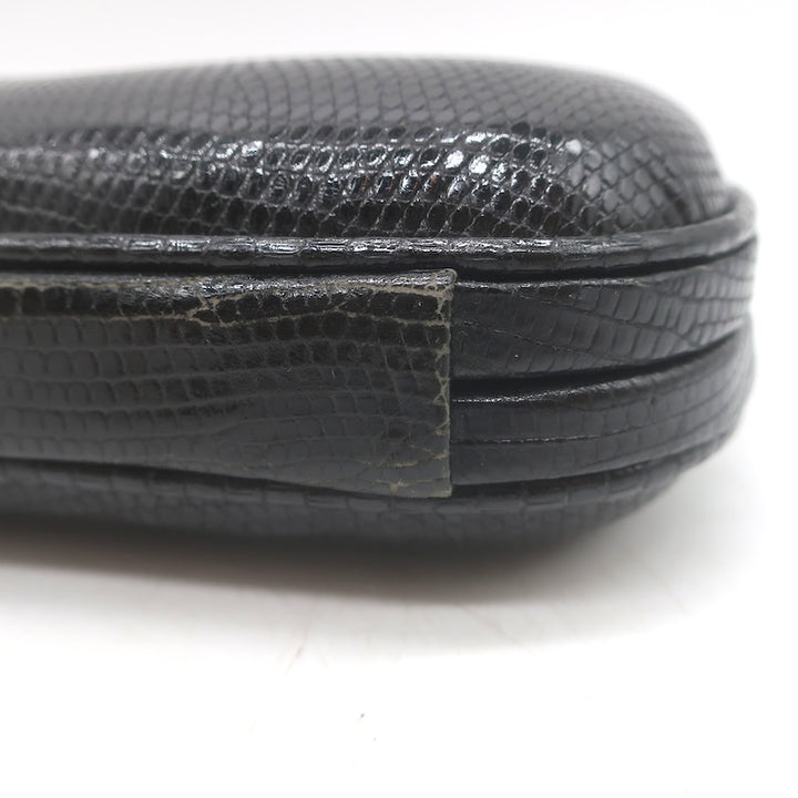 Vintage Bottega Veneta Lizard Skin Box Clutch Black