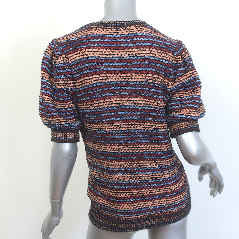 Ulla Johnson Elara Puff Sleeve Striped Knit Top Multicolor Size Medium