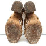 Alumnae Turban Slide Sandals Gold Metallic Leather Size 38 Block Heel Mules