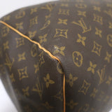 Louis Vuitton Monogram Keepall 60 Duffle Bag Brown Leather-Trim Canvas