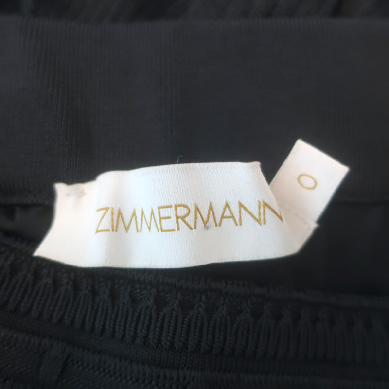 Zimmermann Hypnotic Lace Frill maxi skirt, black knit, pre-owned luxury piece with delicate lace frill, size 0