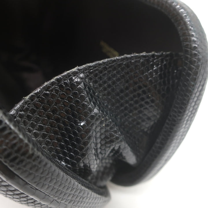 Vintage Bottega Veneta Lizard Skin Box Clutch Black