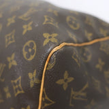 Louis Vuitton Monogram Keepall 60 Duffle Bag Brown Leather-Trim Canvas