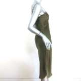 Nili Lotan Short Cami Slip Dress Olive Silk Satin Size Small NEW