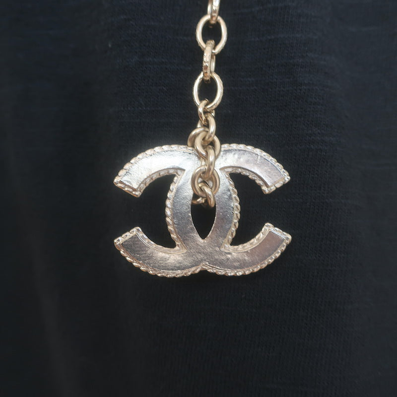 Chanel A18 Leather Bow &amp; Pearl-Embellished CC Chain Belt 36"  Brushed Gold NEW