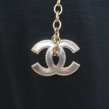 Chanel A18 Leather Bow & Pearl-Embellished CC Chain Belt 36"  Brushed Gold NEW