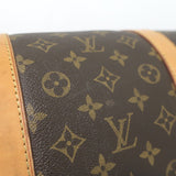 Louis Vuitton Monogram Keepall 60 Duffle Bag Brown Leather-Trim Canvas