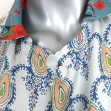 La Prestic Ouiston Liberte Reversible Jacket White Print/Blue Floral Silk Size 0