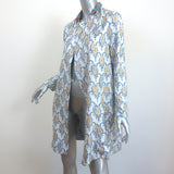 La Prestic Ouiston Liberte Reversible Jacket White Print/Blue Floral Silk Size 0