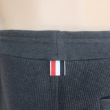 Thom Browne 4-Bar Waffle Knit Joggers Charcoal Cotton Size 3