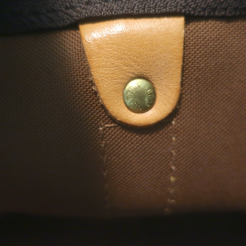 Louis Vuitton Monogram Keepall 60 Duffle Bag Brown Leather-Trim Canvas