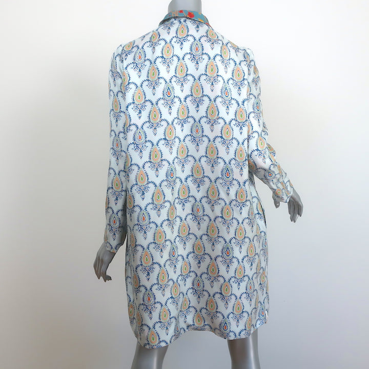La Prestic Ouiston Liberte Reversible Jacket White Print/Blue Floral Silk Size 0
