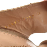 Gianvito Rossi Double Band Cork Platform Wedge Sandals Beige Suede Size 38