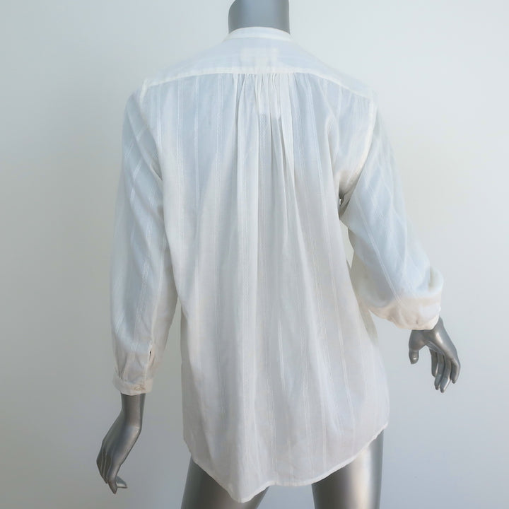 Nili Lotan Estelle Button-Up Blouse Cream Size Extra Small 3/4 Sleeve Top NEW