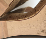 Gianvito Rossi Double Band Cork Platform Wedge Sandals Beige Suede Size 38