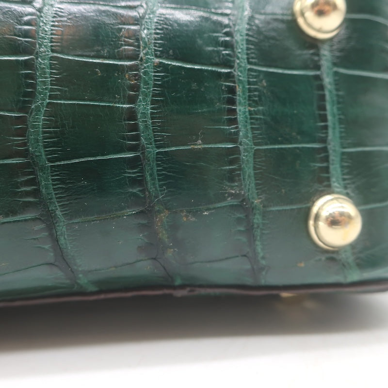Gucci Crocodile Mini Bamboo Top Handle Bag Emerald