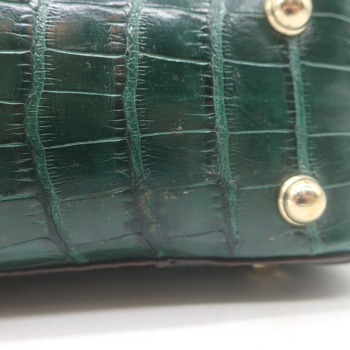 Gucci Crocodile Mini Bamboo Top Handle Bag Emerald