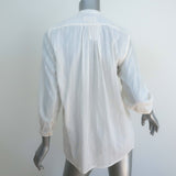 Nili Lotan Estelle Button-Up Blouse Cream Size Extra Small 3/4 Sleeve Top NEW