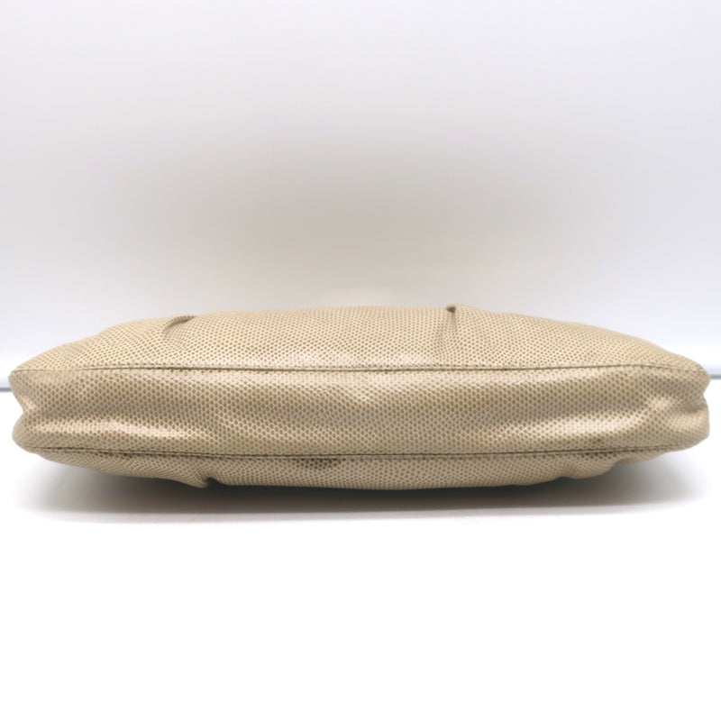 Judith Leiber Lizard Clutch Beige Small Chain Strap Crossbody Bag