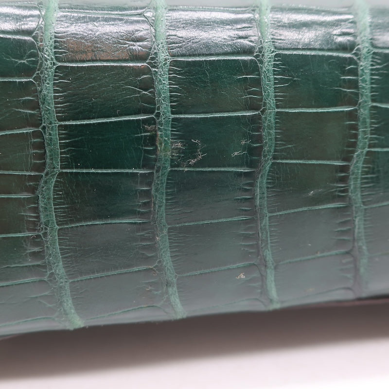 Gucci Crocodile Mini Bamboo Top Handle Bag Emerald