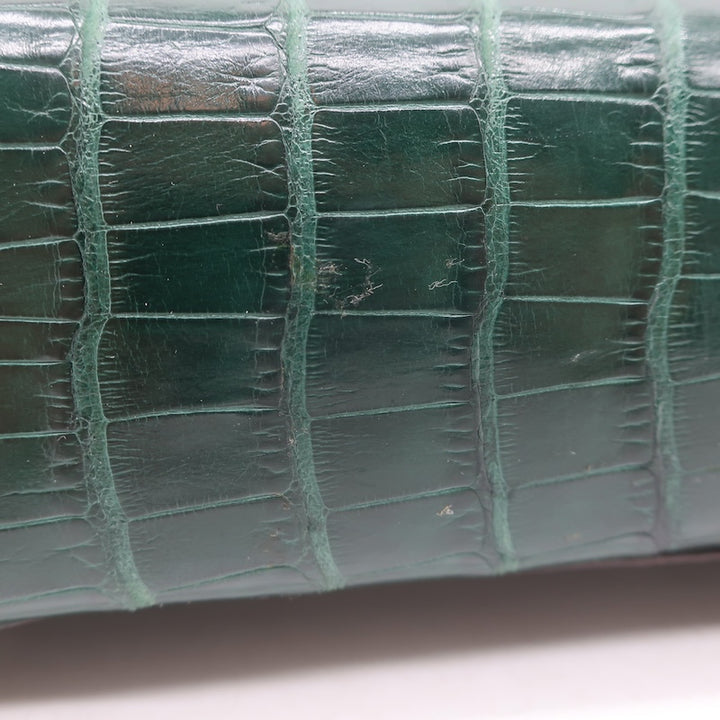 Gucci Crocodile Mini Bamboo Top Handle Bag Emerald