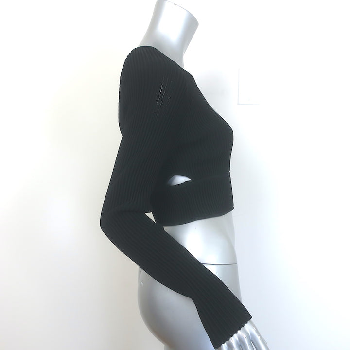 Jonathan Simkhai Ribbed Cutout Crop Top Black Size Medium