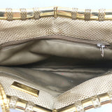 Judith Leiber Lizard Clutch Beige Small Chain Strap Crossbody Bag