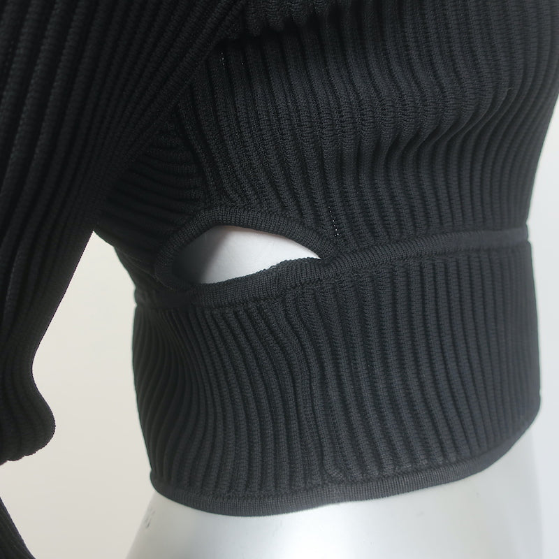 Jonathan Simkhai Ribbed Cutout Crop Top Black Size Medium