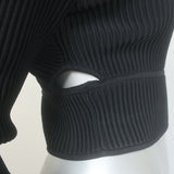 Jonathan Simkhai Ribbed Cutout Crop Top Black Size Medium