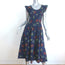 Ulla Johnson Camille Lace-Up Back Midi Dress Navy Floral Print Cotton Size 2 NEW