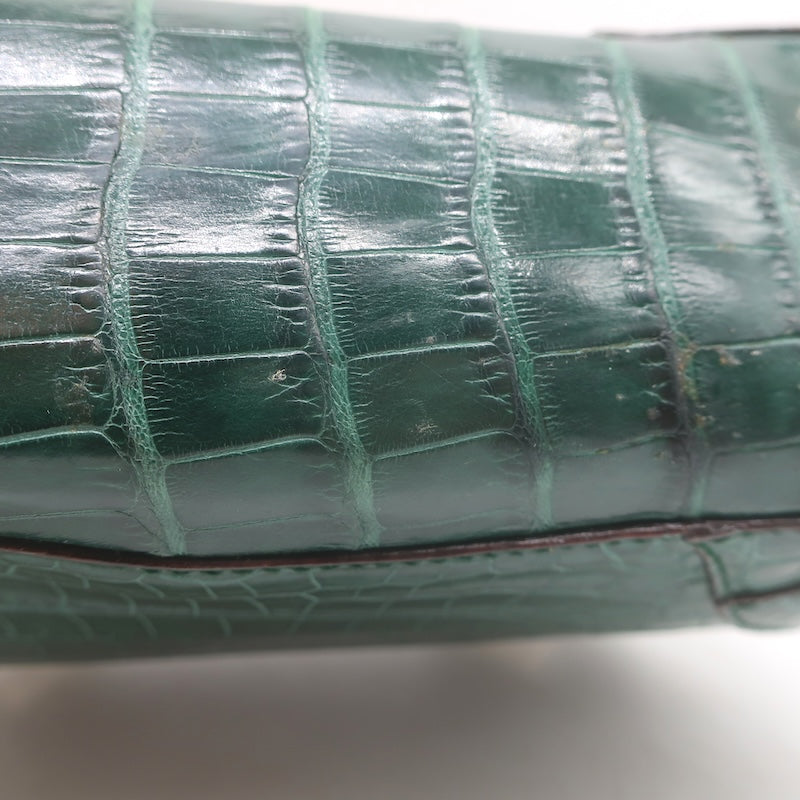 Gucci Crocodile Mini Bamboo Top Handle Bag Emerald